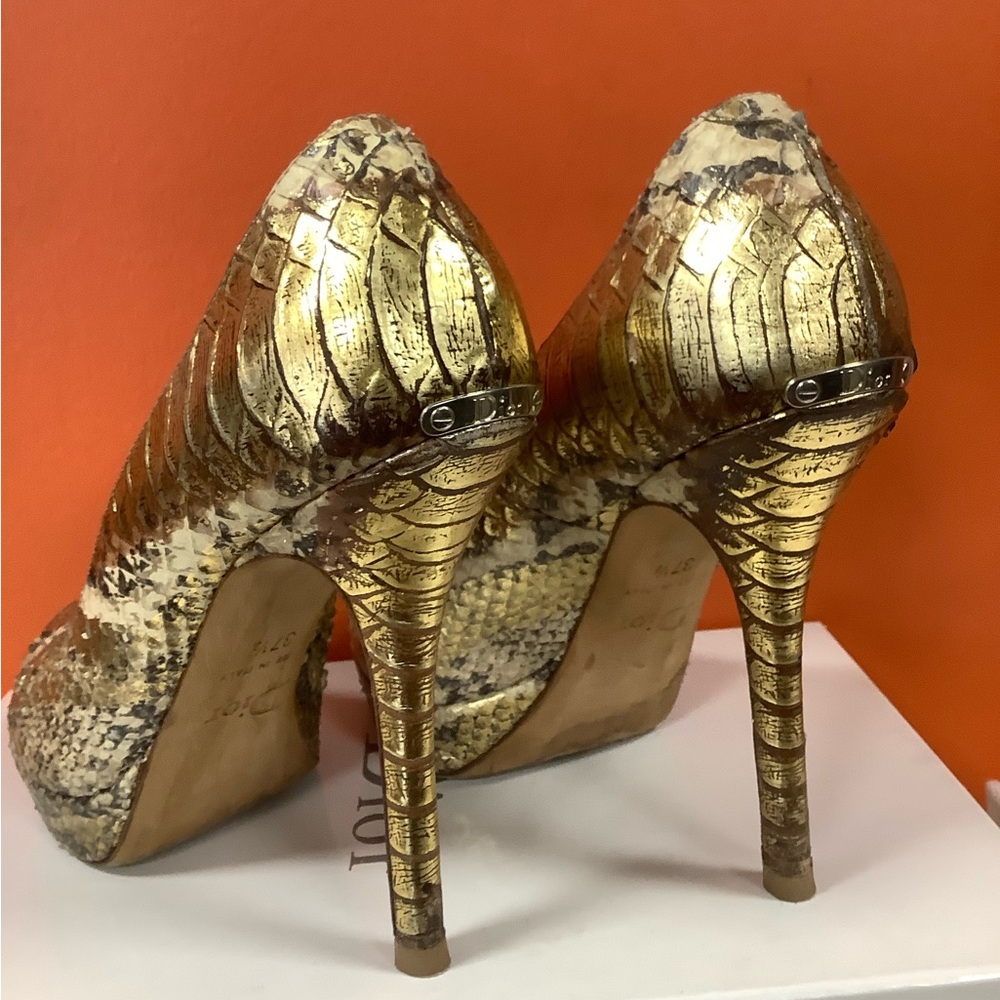 Dior Python Peep Toe Pumps - image 3